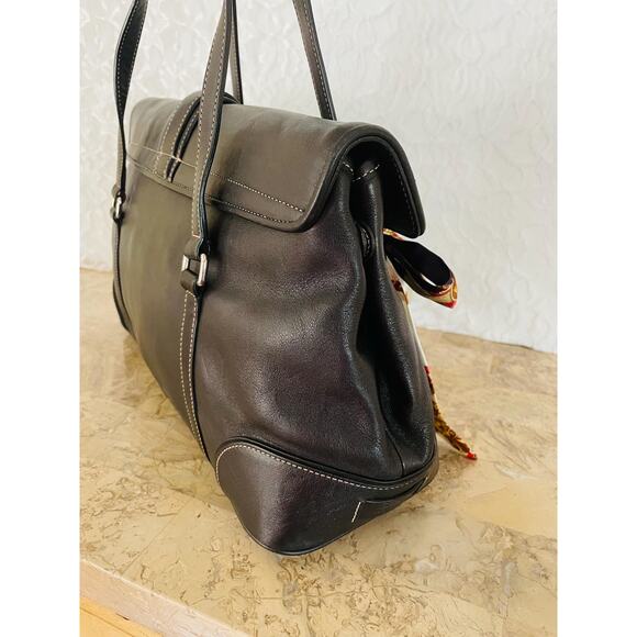 Coach Black Leather double handle Hampton Satchel Bag purse 9268 - Picture 4 of 10